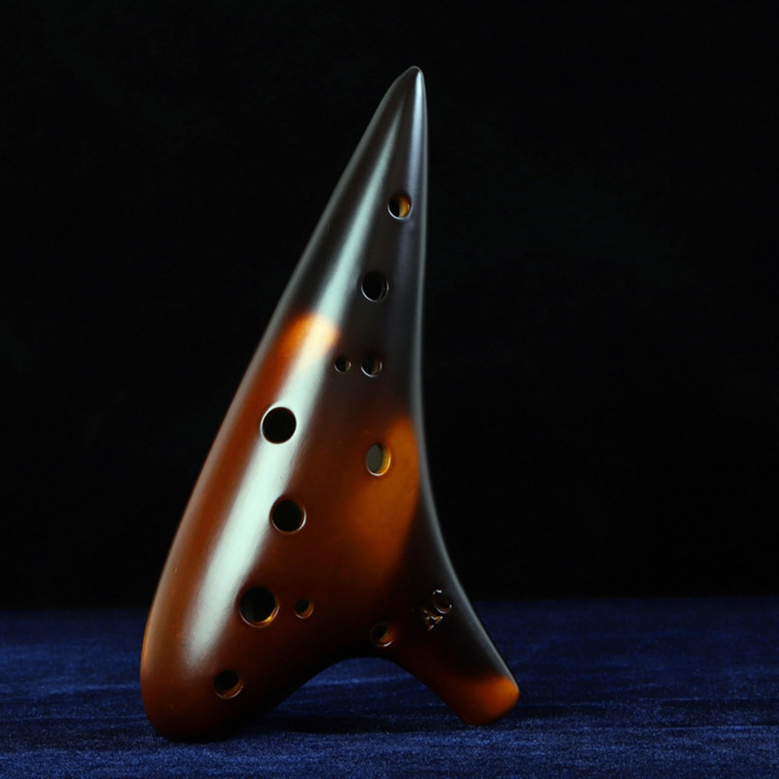 Ocarina Gialla Affumicata 12 Fori Chiave Do Contralto AC Strumento Musicale Etnico In Ceramica