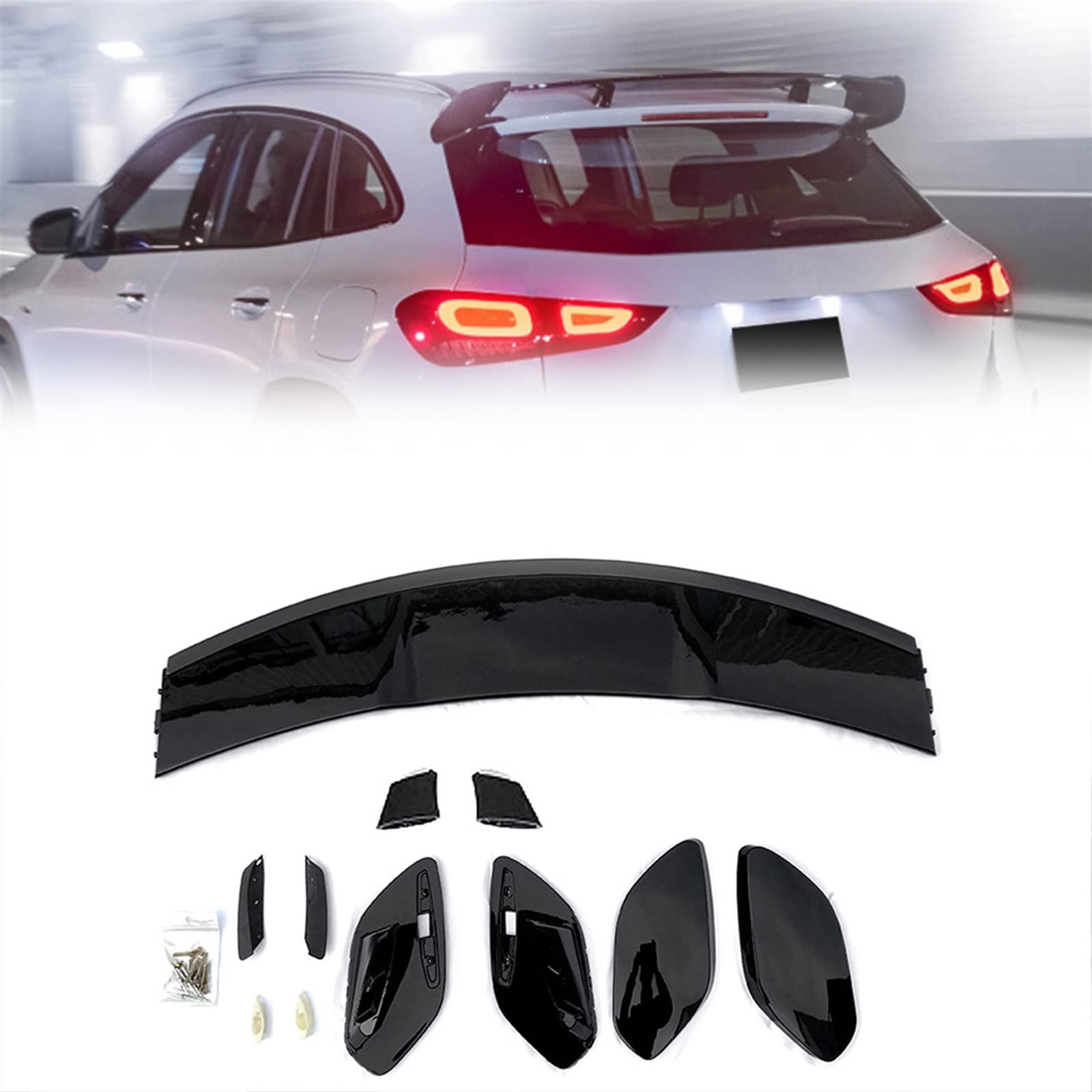 Style aile garniture brillant noir pour aileron de toit arrière de voiture GLA