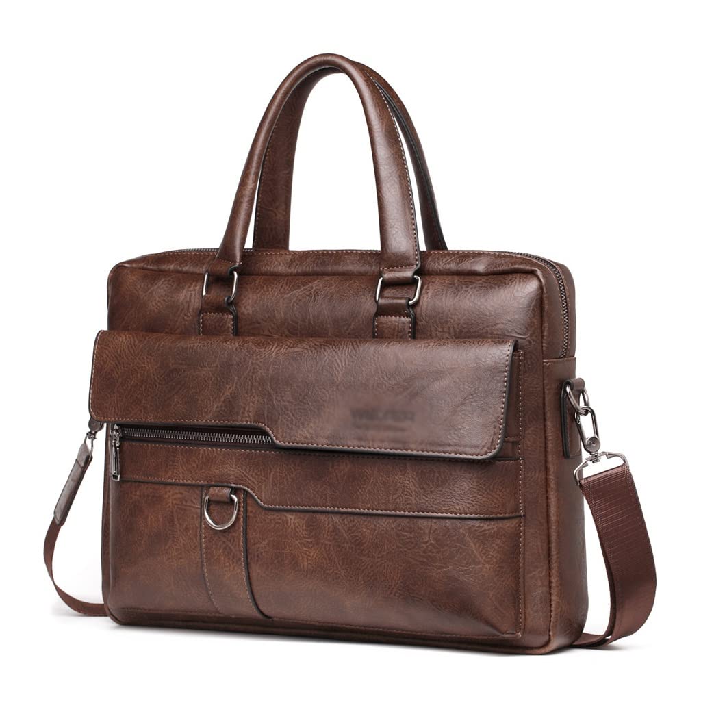GAELOP DFHBFG Men's Briefcase Leather Shoulder Messenger Bag Office Tote Laptop Bag(E)