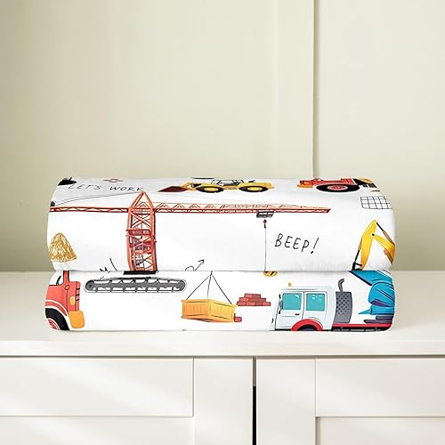 Miniatura 4 de Manta de excavadora para niños, manta de tractores y camiones de maquinaria, manta de forro polar de vehículo de construcción para niños, manta