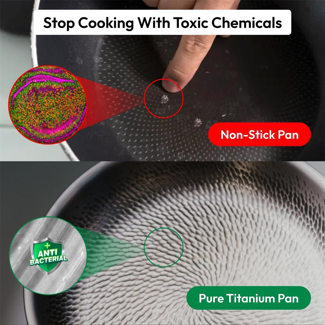 Sartén de Titanio, Sartén 100% Titanio Puro Sólido con Textura Martillada, Antiadherente sin Recubrimiento, Compatible con Inducción, Ligera y Duradera, Apta para Lavavajillas (With Lid,28 Cm)