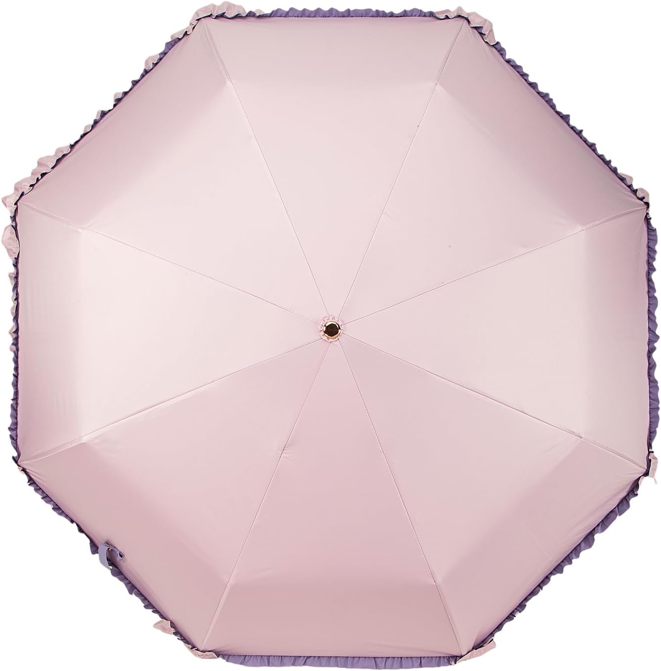 LCY Floral Edge Compact Umbrella Folding Anti-UV Parasol with Hook Handle Sunproof Rainproof & Windproof Umbrella