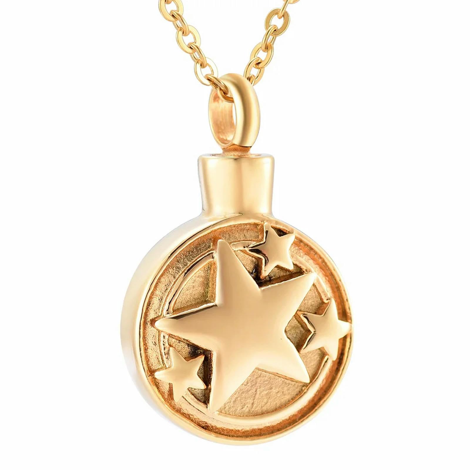 Pendentif funéraire étoile doré en acier inoxydable pour cendres