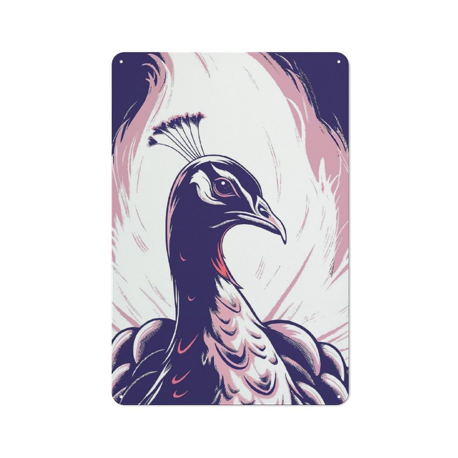 Junmoney Elegant Peacock Illustration Metal Wall Sign With Design 30X20cm, Clean Industrial Studio Wall Art For Loft, Studio, Office Or Creative Room