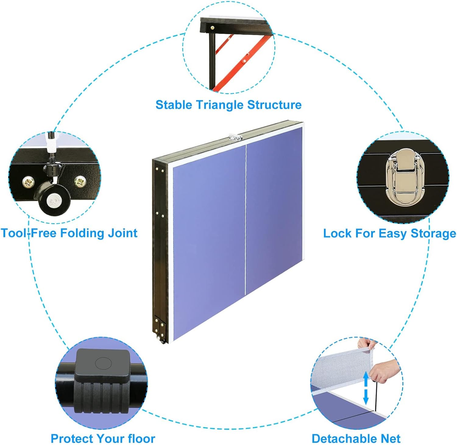 Folding Plastic Table 4ft/6ft/8ft Adjustable Height Portable Dining Table for Camping, Picnics, Parties, High Load Bearing Foldable Table