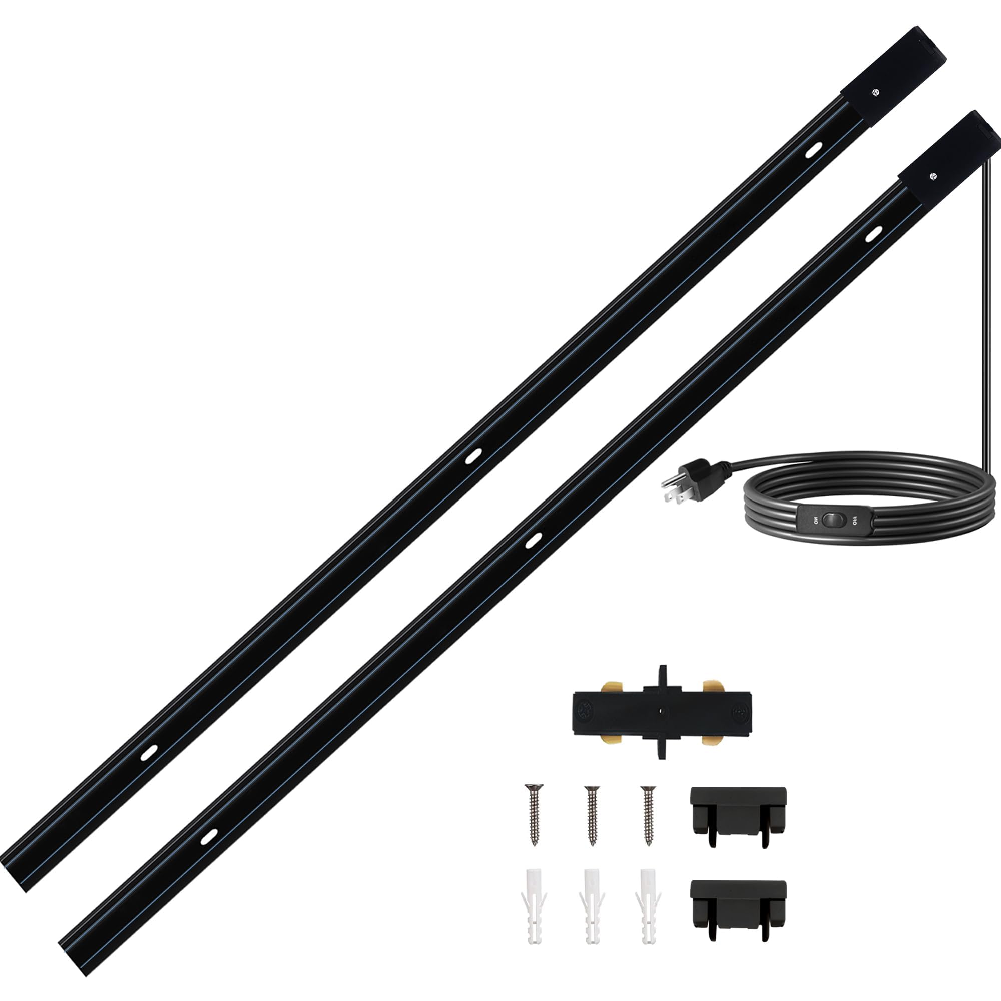 Black H-Type Track Lighting Rail Kit, 3-Wire Extension 9.8 FT (4.92*2)