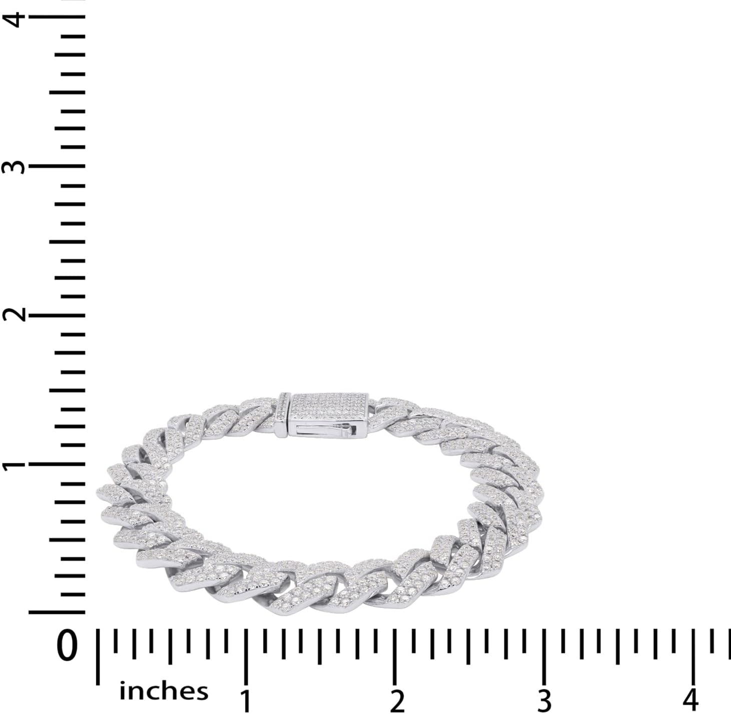 SAVEARTH DIAMONDS Round Lab Created Moissanite Diamond 14MM Width Cuban Chain Bracelet In 14k White Gold Over Sterling Silver Jewelry For Men (VVS1 Clarity, 10.00 Ct) 8.5"