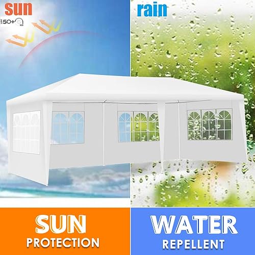 Miniatura 5 de UNCHAIN Tienda de campaña con toldo de 10 x 20 pies, impermeable y recubierta contra rayos UV, para patio, cenador, playa, para uso doméstico,