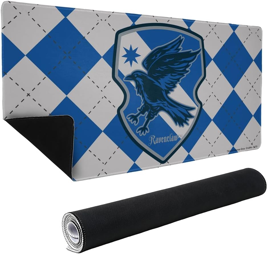 Harry Potter Ravenclaw Plaid Sigil Large Gaming Mouse Pad Desk Mat with Stitched Edges, Non-Slip Base for Gamer, Home and Office, 31.5 x 15.7