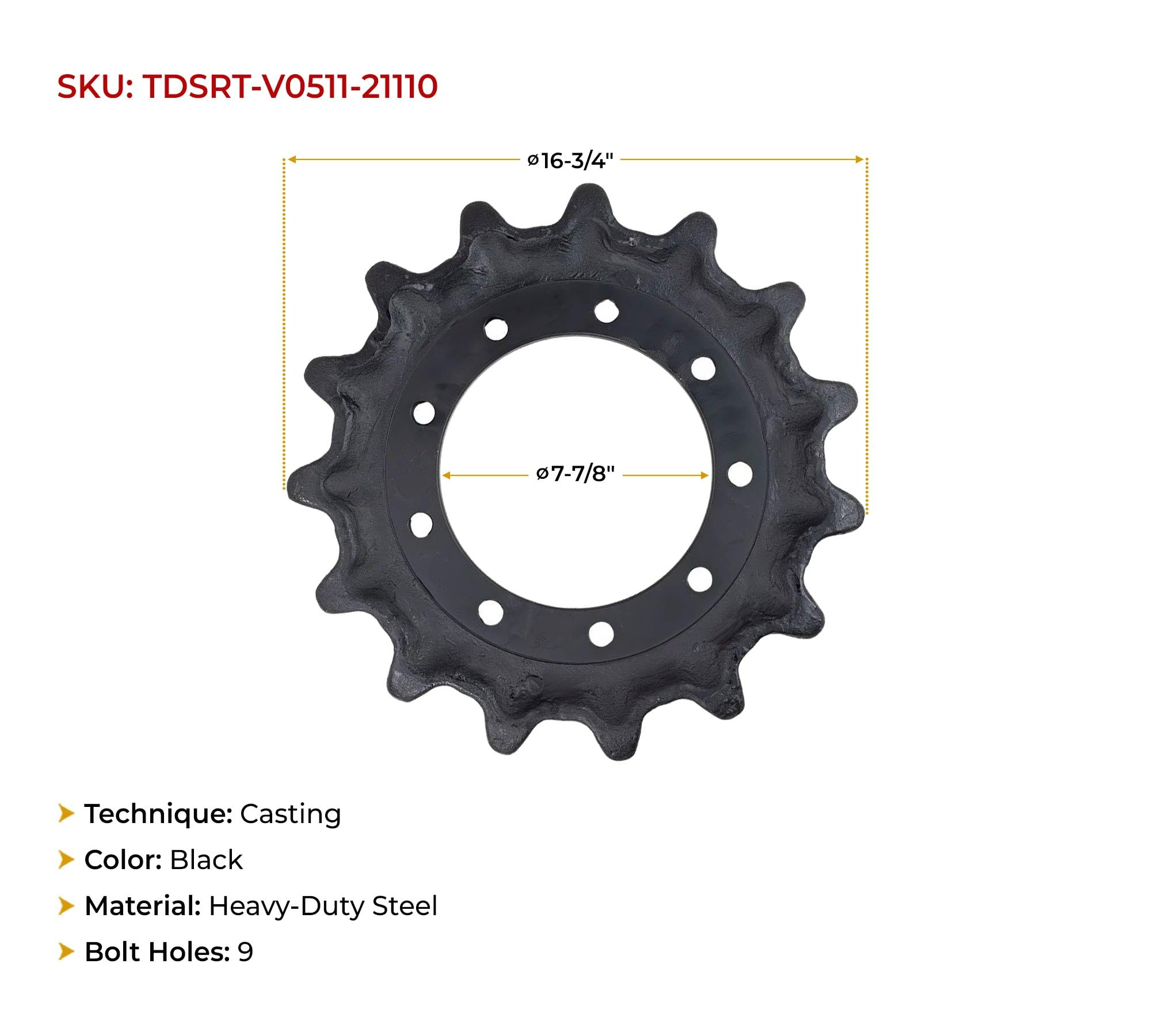 Mytee Products 15 Teeth Drive Sprocket Compatible w/Kubota Vehicle