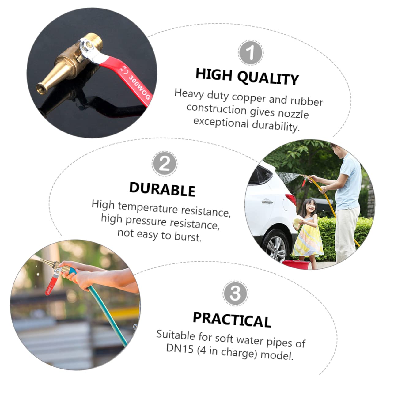 BESPORTBLE 4pezzi Ugello Per Tubo Da Giardino Ad Alta Pressione Accessorio Per Lavaggio Auto Ugello Per Irrigazione e Pulizia Esterni Design Resistente e Facile Da Installare