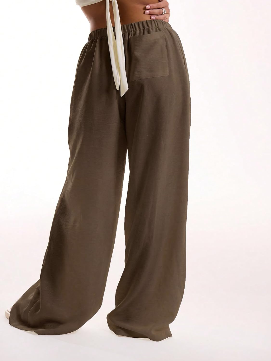 RoseSeek Womens Linen Pants Wide Leg Loose Swimsuit Coverups Summer Pants Beach Vacation Outfits