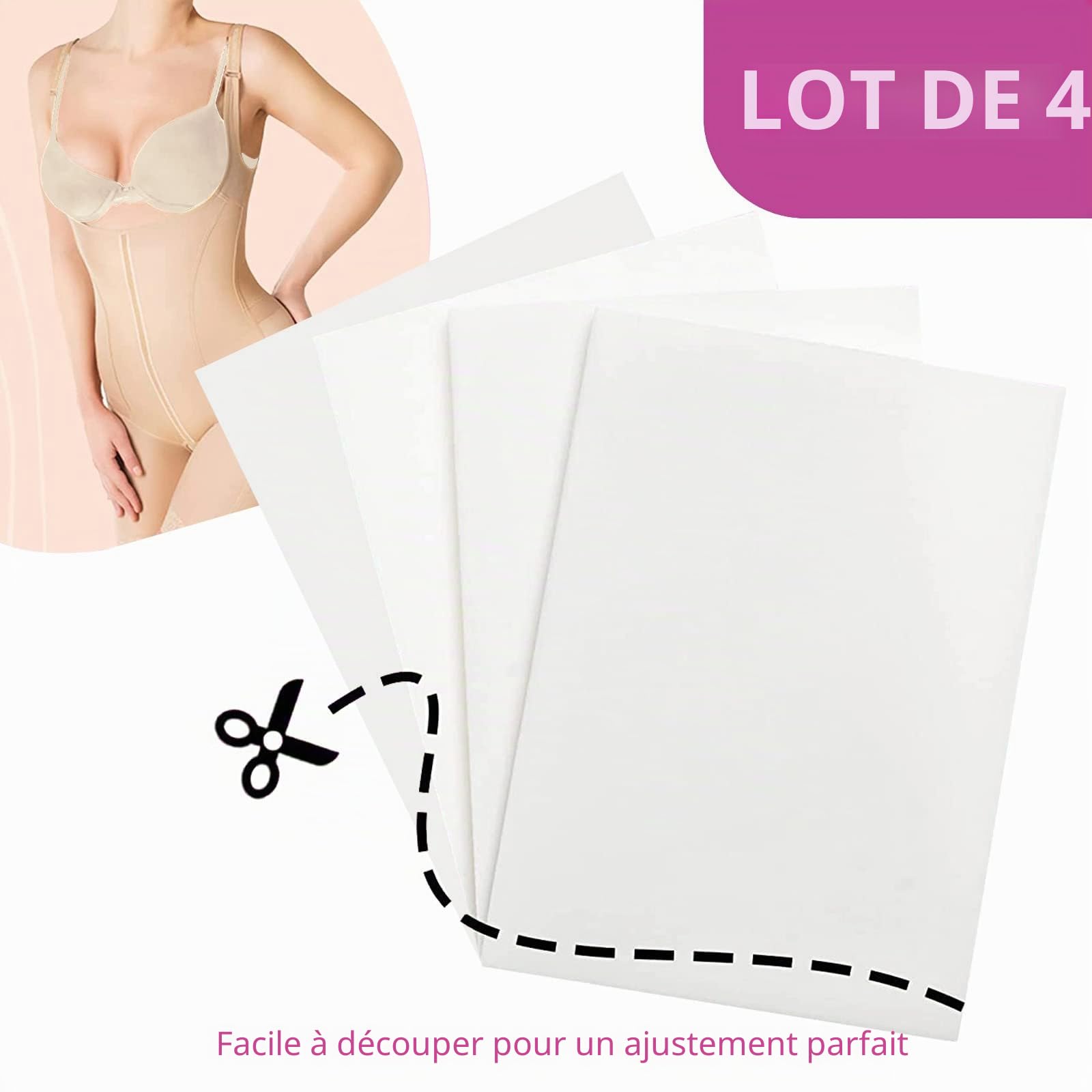4 Paquet Mousse pour Liposuccion Post-chirurgicale, 28x20x1.3cm Mousse PU à Cellules Fines Super Douce - Aide à la Récupération Abdominale, Bras, Cuisses, Abdominoplastie, Césarienne