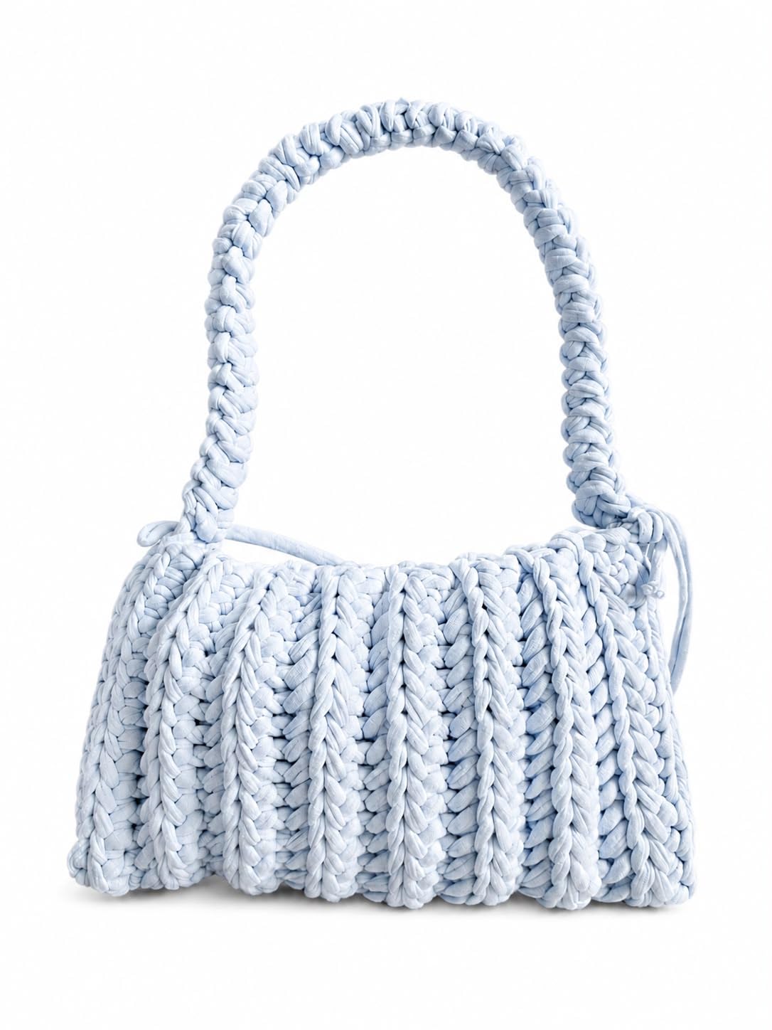 Handcrafted Crochet Shoulder Bag, Light Blue, 8.5x4.5 inch-picture-38
