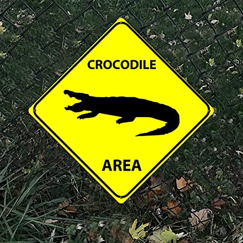 Panneau mural crocodile en métal diamant jaune rétro 38x38 cm