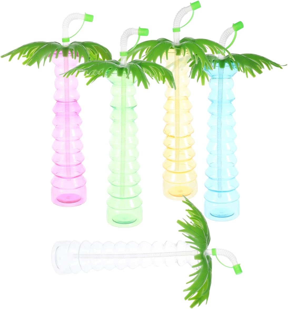 Kisangel 5pcs Palm Tree Cups Coconut Tree Yard Drink Cups Water Bottle for Luau Party Supplies