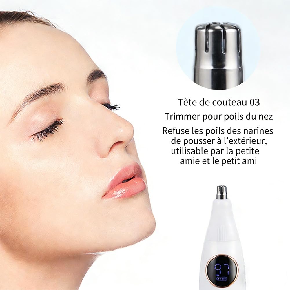 Rasoir Femme 5 En 1, Rasoir Electrique Femme 5 En 1 Etanche, Sec Et Humide Ipx7, Pour Corps, Aisselles, Bikini, Sourcils Et Nez (Blanc)