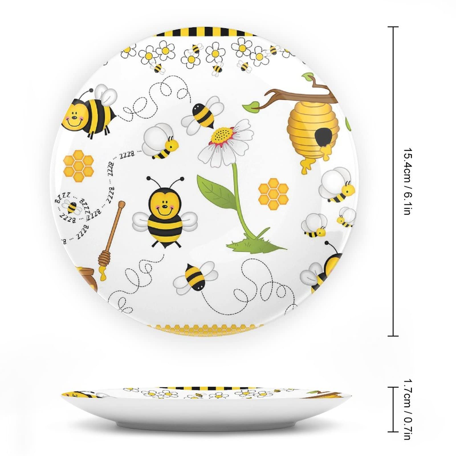 Black Ceramic Plates 6\ Ceramic Decorative Plate - Spring Bee & Daisy Design With Display Stand - Charming Home Or Cafe Decor Gel Plate Black Ceramic Plates 6\ Ceramic Decorative Plate - Spring Bee & Daisy Design With Display Stand - Charming Home Or Cafe Decor Gel Plate