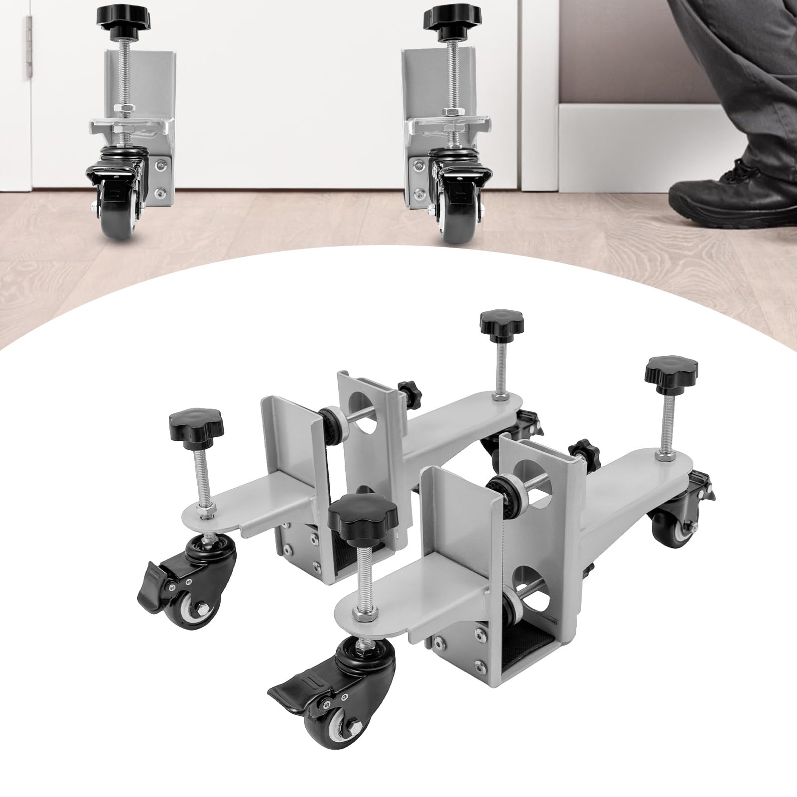 2 Pcs Heavy Door Installation Tool, Door Lifter Tool Jig Kit with Rotating Wheels, Hands Free Door Board Installation for Doors 1.375