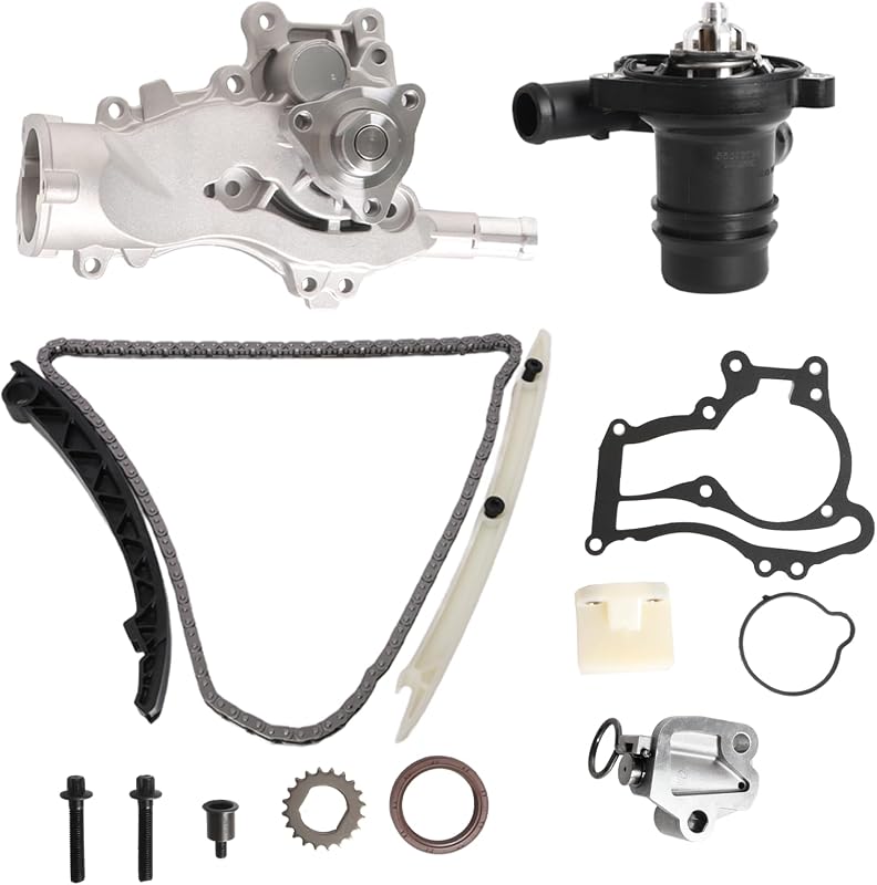 Kit de corrente de distribuição JAVOUKA com bomba d’água, termostato e tensionador do comando – 1 conjunto