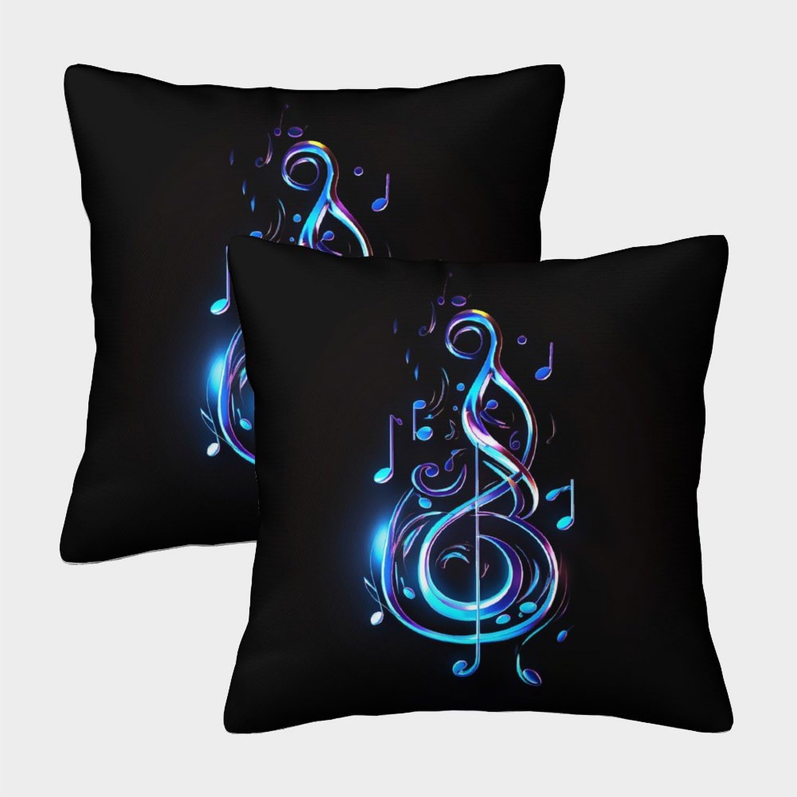 Nraopevvd Style-19 Music Notation Cushion Cover 2 Pack Decorative Machine Washable Pillowcases Square Cushions With Invisible Zipper Cushion Covers For Living Room Sofa Couch Bed Throw Pillow Case 40X40cm