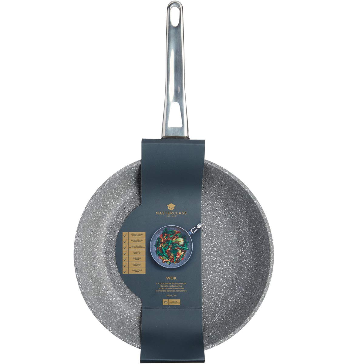 KitchenCraft MCMWOK28 - Wok, color gris