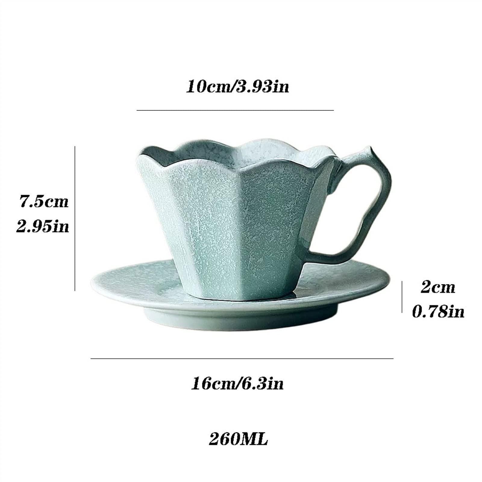 Vasos Reutilizables, Vasos Apilables Taza creativa en forma de flor taza hecha a mano taza de café de oficina taza de cerámica de 260ML con plato perfecto for té, café con leche, Espresso, bebida cali