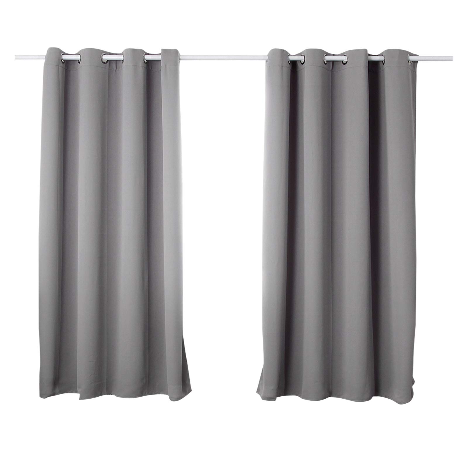 WOLTU 2er Set Gardinen mit Ösen, Verdunklungsvorhang für Wohnzimmer Schlafzimmer, Blickdicht, gegen Kälte und Hitze, 250g/m² Dicke,135x175 cm, Dunkelgrau
