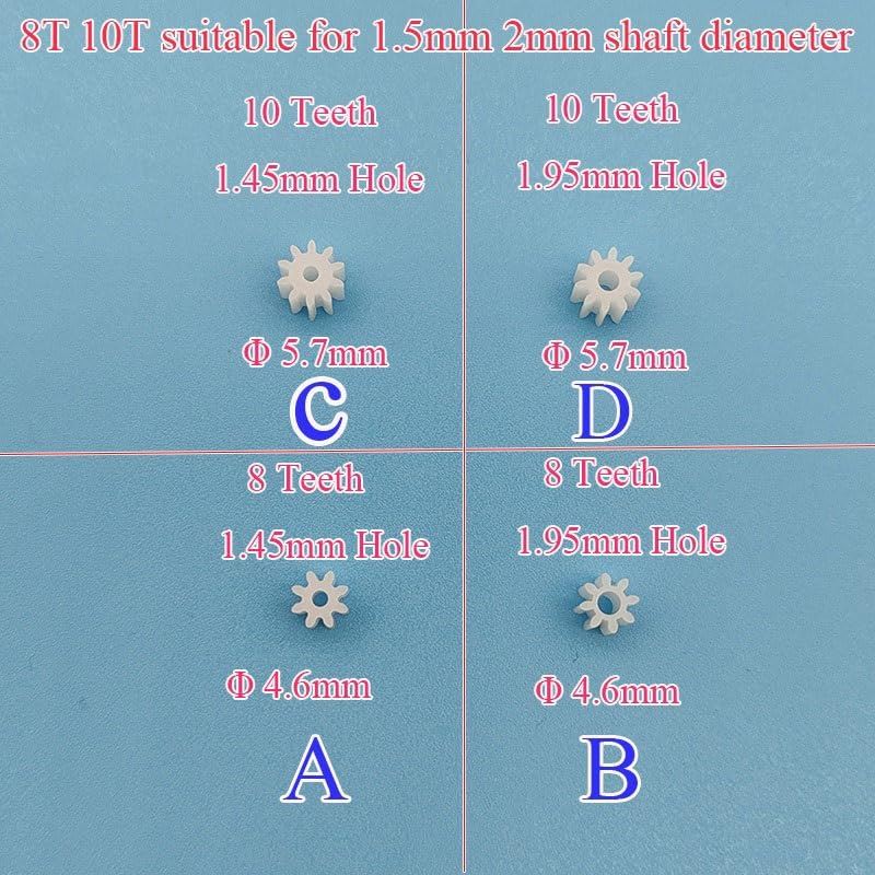 Shaft Pinion 10pcs 0.5 Module 10 Teeth Plastic Gear 4.6mm Diameter Cylindrical Gear 1.5mm 2mm Tight Fit Motor Gear 0.5M 10T Pinion Motor Transmission(2mm bore)