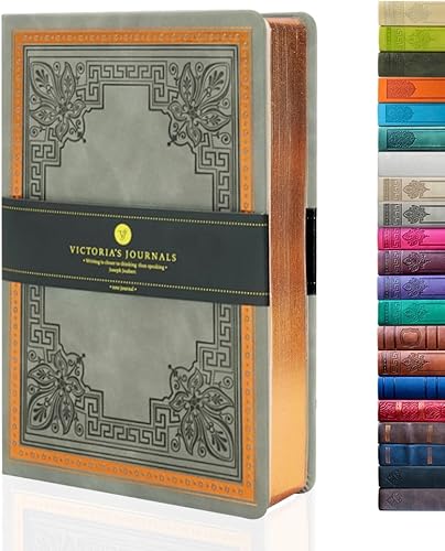 VICTORIA'S JOURNALS Diario vintage de cuero sintético con tapa dura, diario de viaje de aspecto antiguo, tamaño A5, 5.7 x 8.1 pulgadas