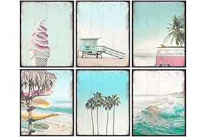 Nautical Summertime Decor Poster Prints, Rustic Beach Wall Art Set - Palm Tree Lovers