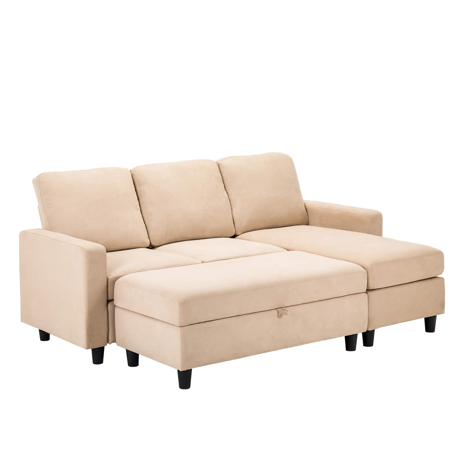 HONBAY Sectional Sofa with Ottoman L Shaped Couch Sleeper with Storage