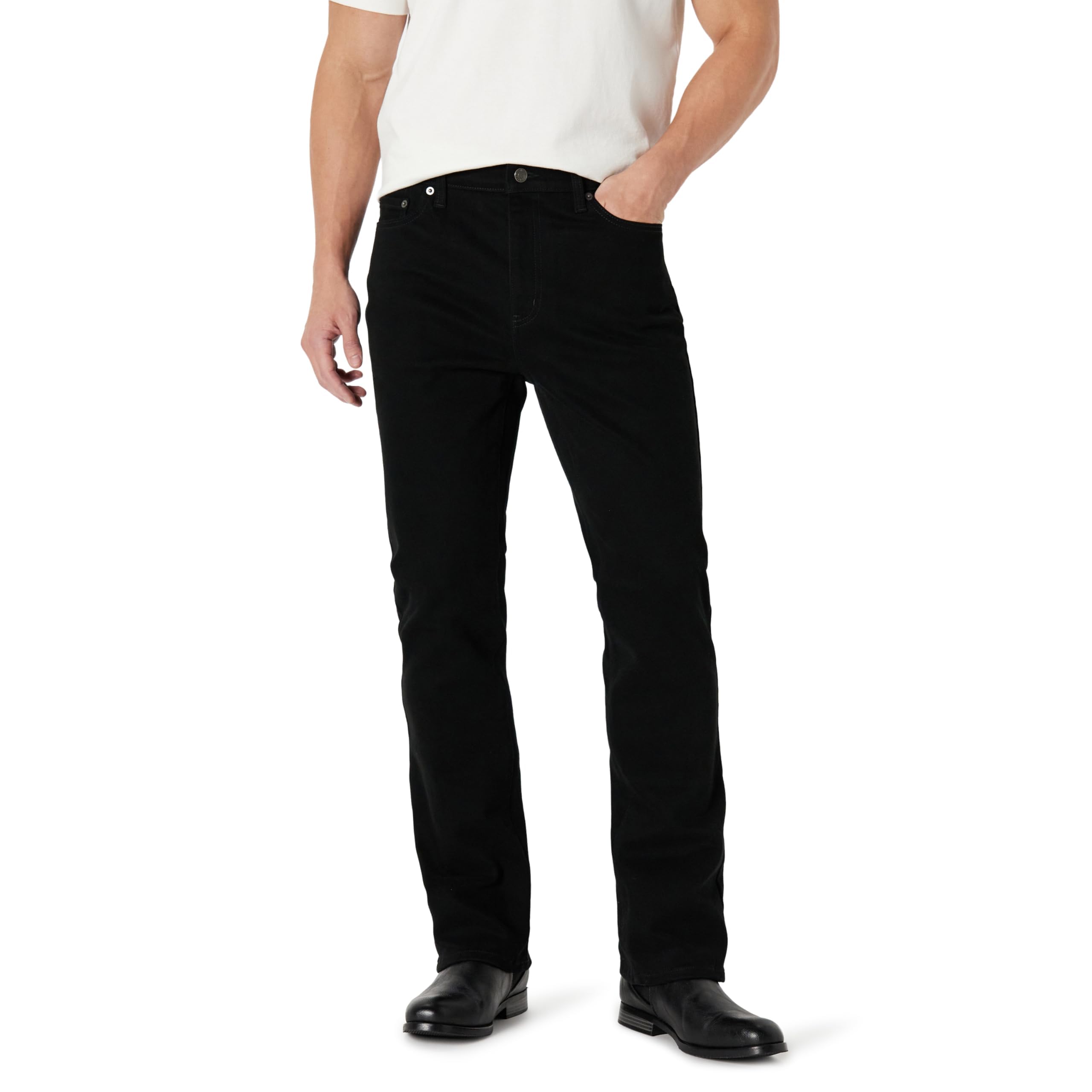 Amazon Essentials Men's Low-Stretch Slim-Fit Bootcut Jeans, Black, 34W / 28L