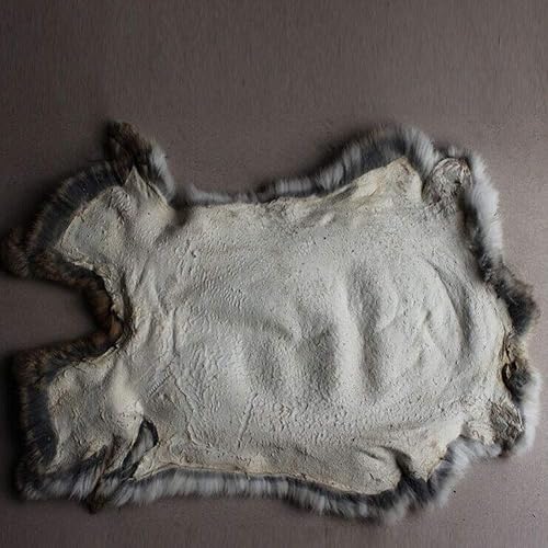 Miniatura 6 de 2 piezas de piel de conejo curtida natural, piel de conejo con cuero de calidad de costura, (gris natural + amarillo pajita)