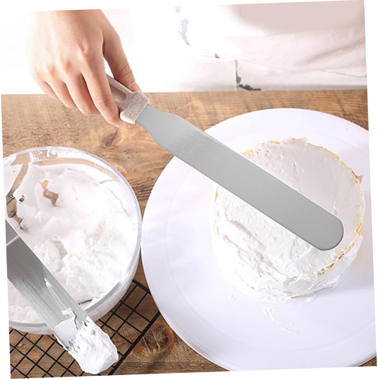 3pcs Baking Spatula Stainless Steel Wheat Straw Cake Decorating