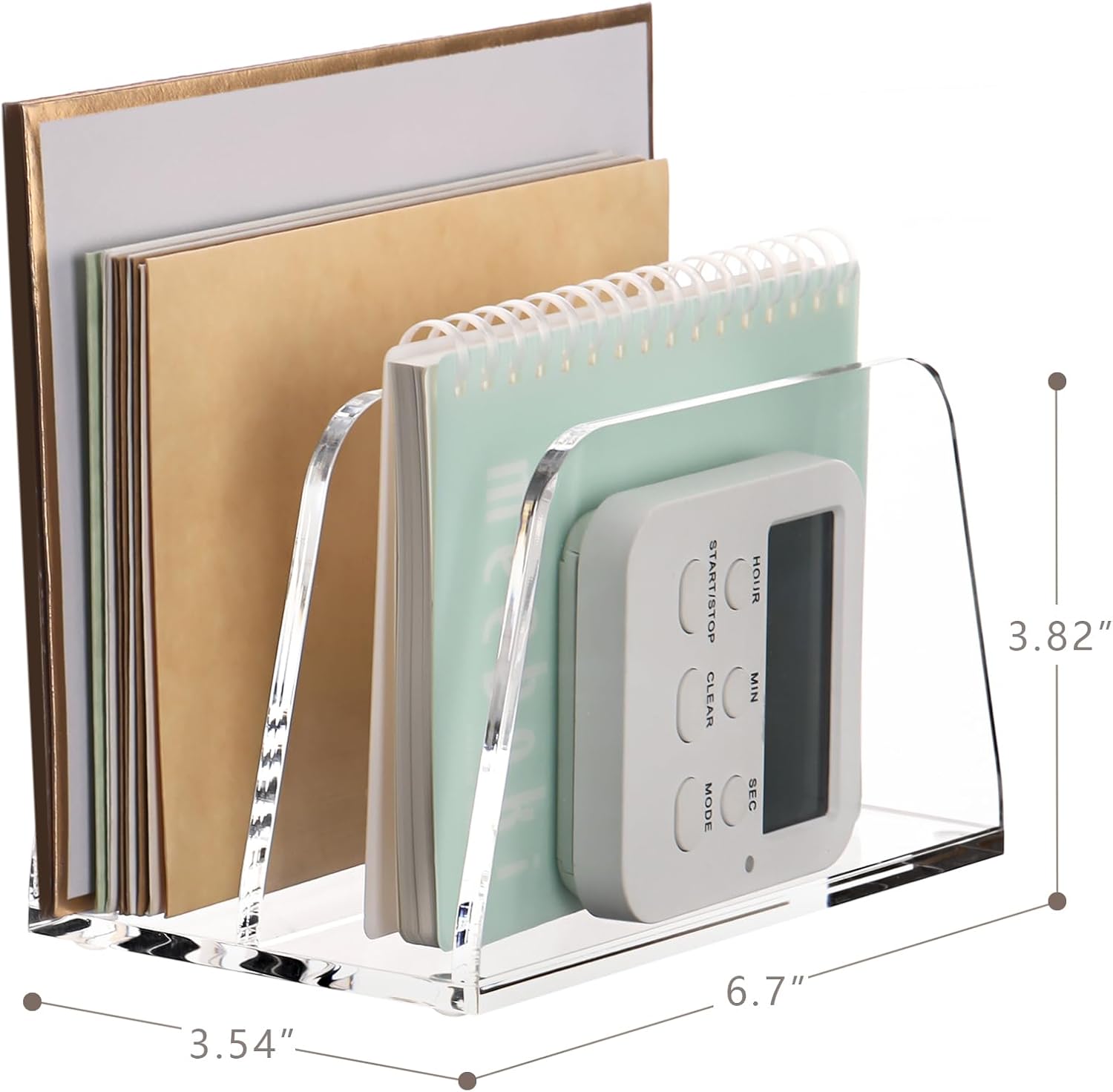 YUXUN Acrylic Mail Organizer for Desk, 2 Compartments image 2
