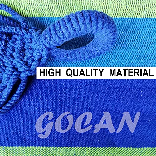 Image of GOCAN Brazilian Double Hammock 2 Person Extra Large Canvas 250x160cm Total Length 350cm Load 500lb Cotton Hammock for Garden Outdoor and Indoor