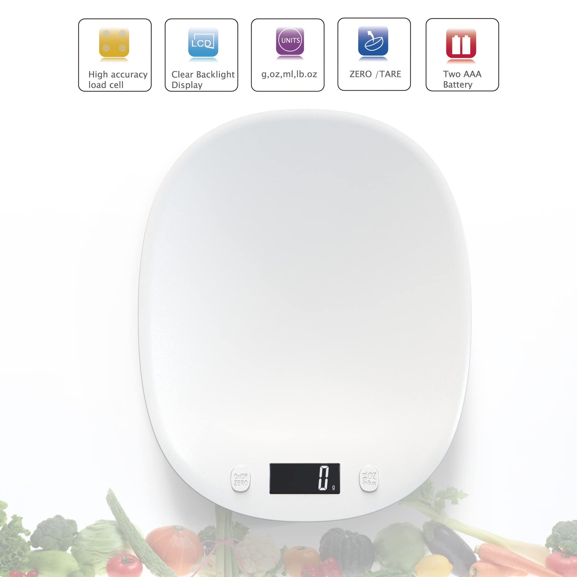 Báscula de alimentos: la pantalla digital muestra el peso en gramos, onzas, mililitros y libras para preparar comidas, cocinar y hornear Necesidad de cocina diseñada little surprise