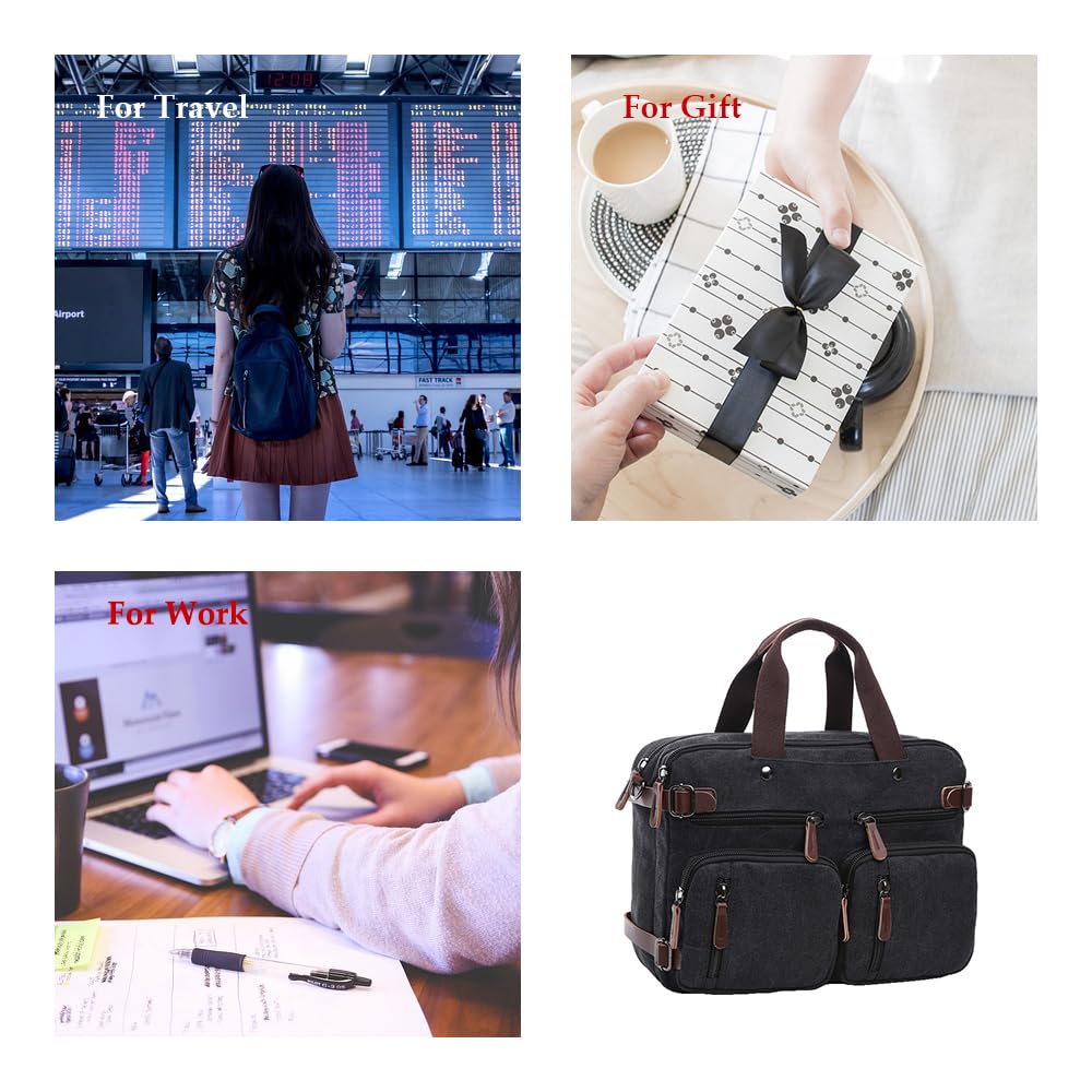 Saddhu Borsa a tracolla per computer portatile, 3 in 1, convertibile, borsa a tracolla per lavoro e lavoro