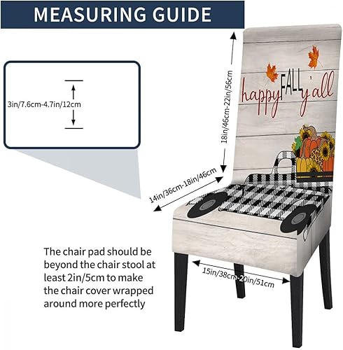 Miniatura 4 de WONDERTIFY Fundas de silla de Acción de Gracias para comedor, otoño, calabaza, cosecha, camión, fundas elásticas para decoración del hogar y
