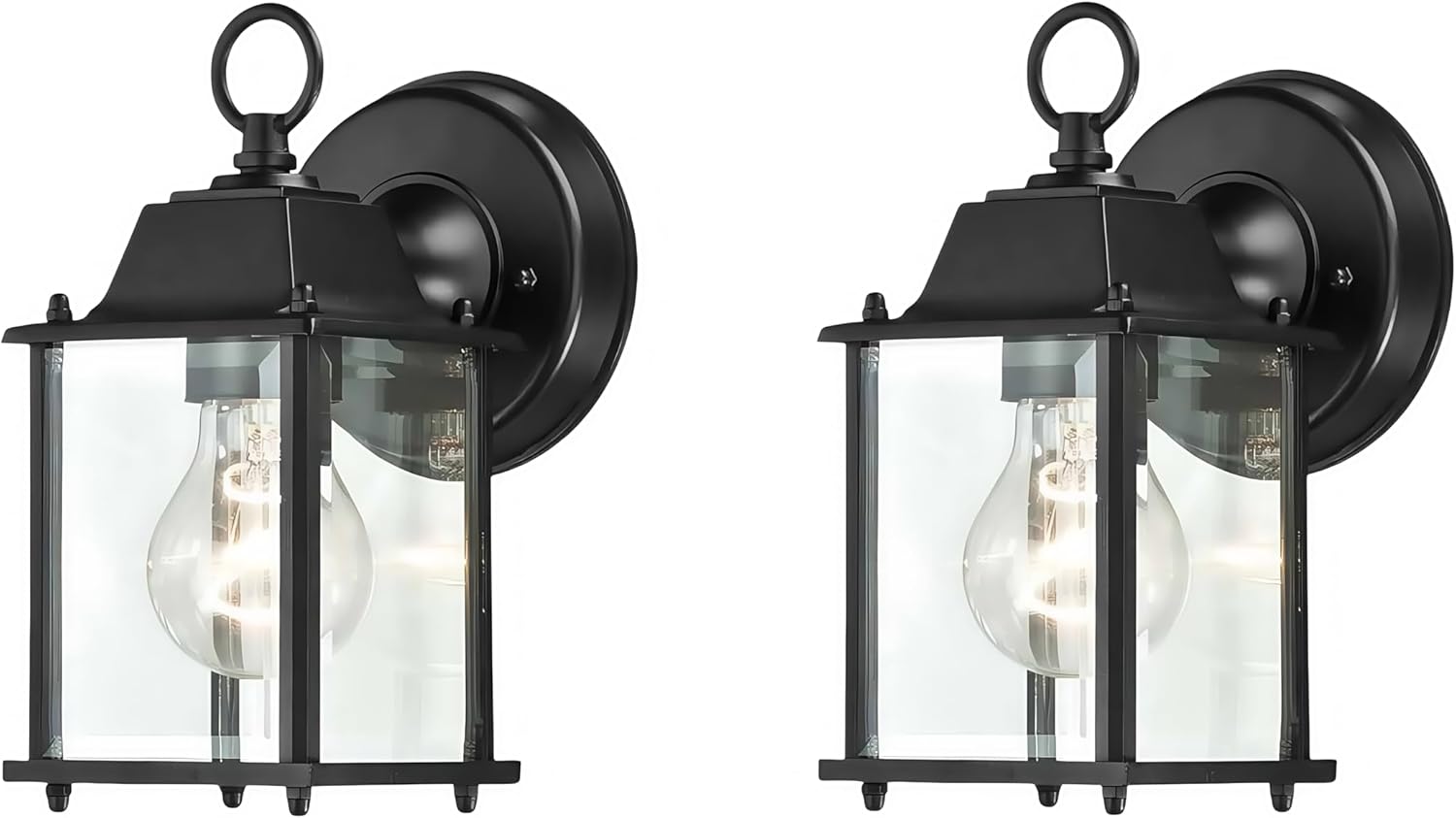 WISBEAM 2 Packs Outdoor Wall Lantern, Black Exterior Waterproof Wall Sconce for House, Aluminum Housing Plus Glass, Wet Location Rated, ETL Qualified, Bulbs Not Included
