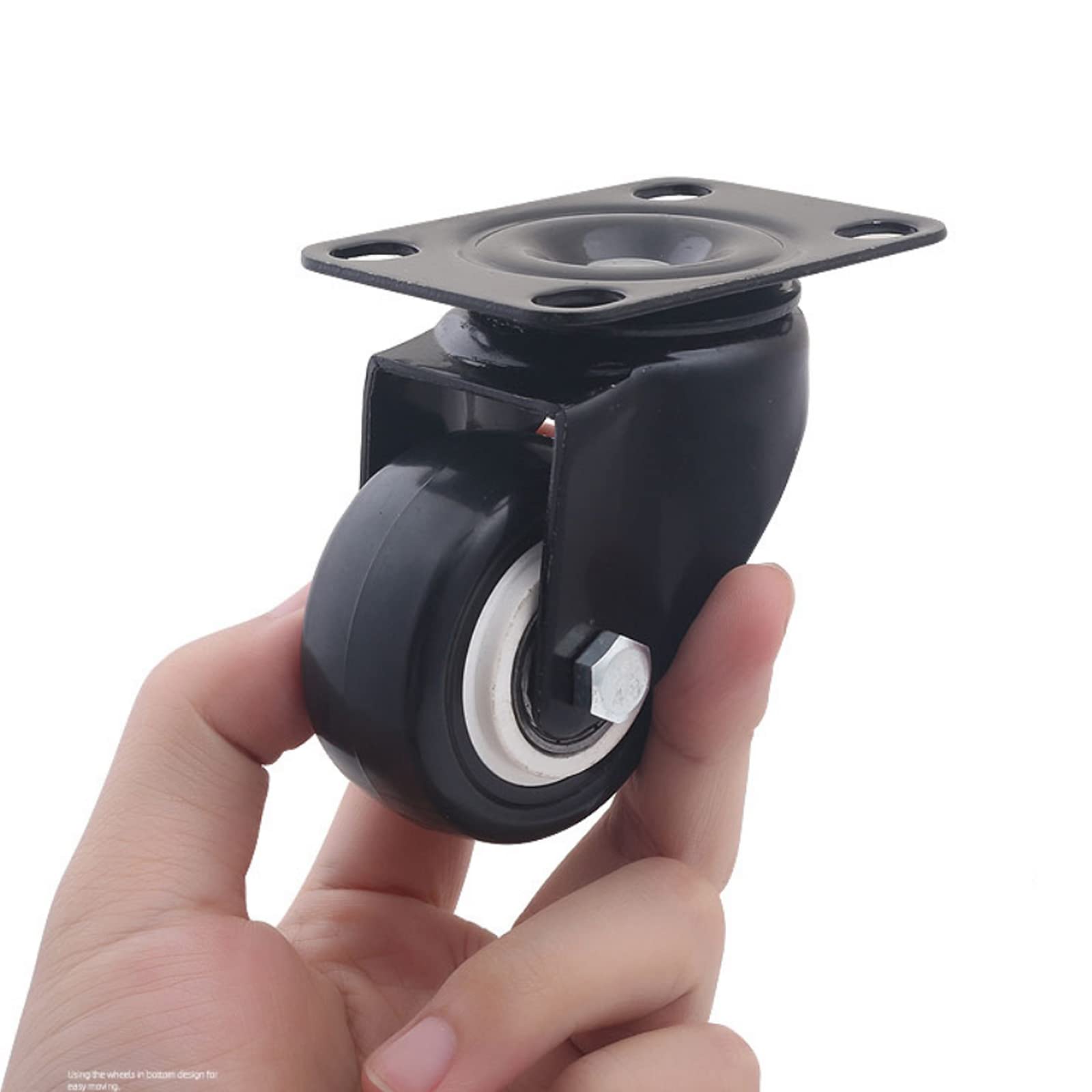 Lot de 4 roulettes pivotantes pour charges lourdes - 49 mm - Avec plaque silencieuse pour meubles - En polyuréthane - Capacité de charge de 200 kg - Avec vis - Standard