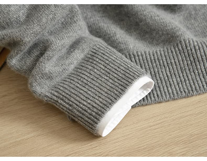 Alloaone Men Middle-Aged Thick 100% Solid Cashmere Half-High Cashmere Sweater Round Neck Cashmere Sweater4