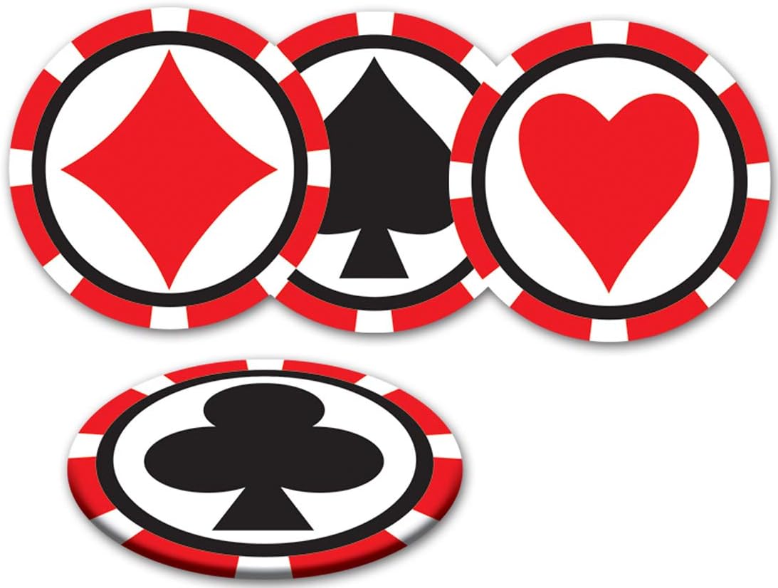 Beistle Casino Night Drink Coasters, Red and Black