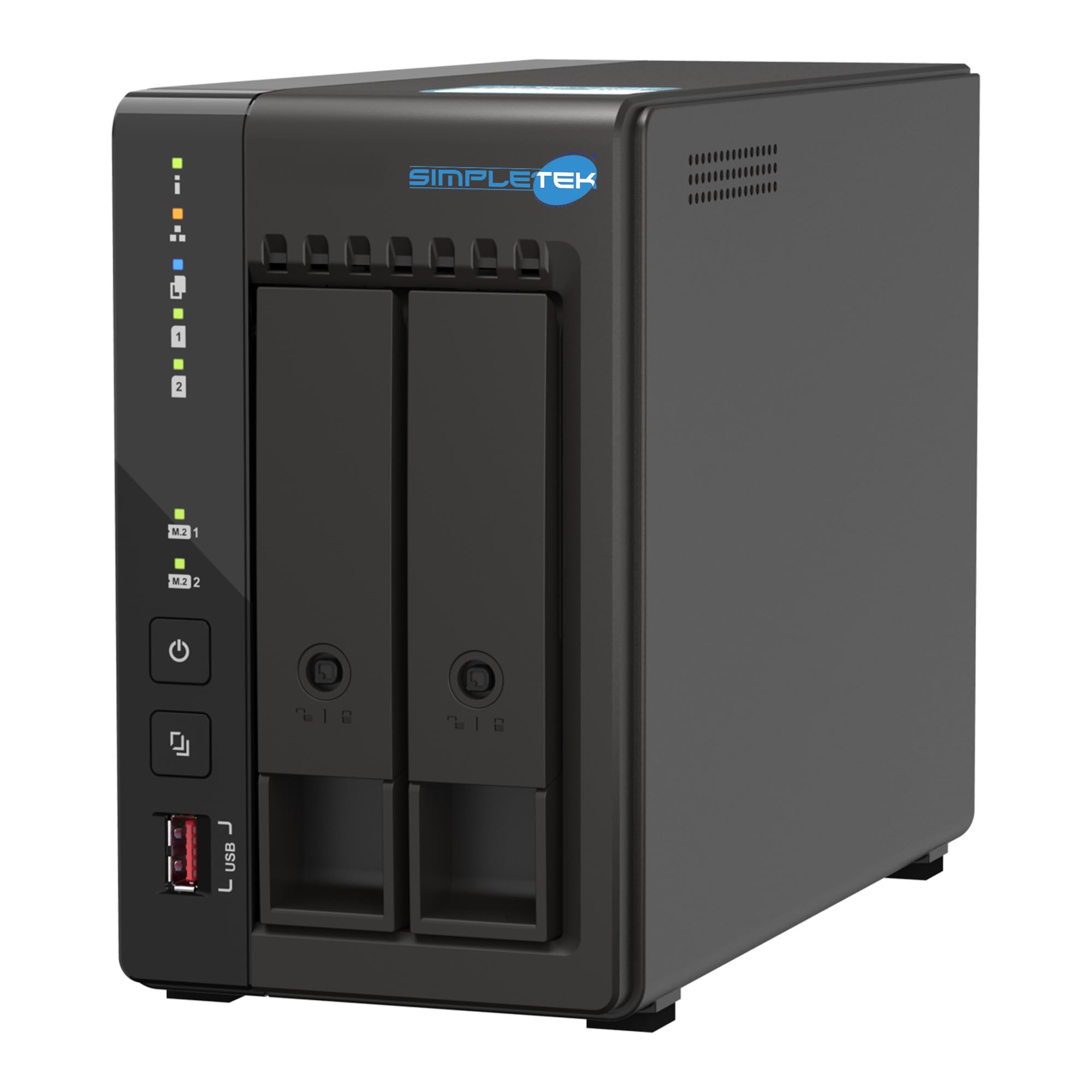 SIMPLETEK - Server Storage NAS a 2 Vani con 2x SSD 960GB - Quad-Core 2.0GHz - 8GB RAM DDR4 Integrata - 2 Slot M.2 NVMe - Doppia Rete 2.5GbE