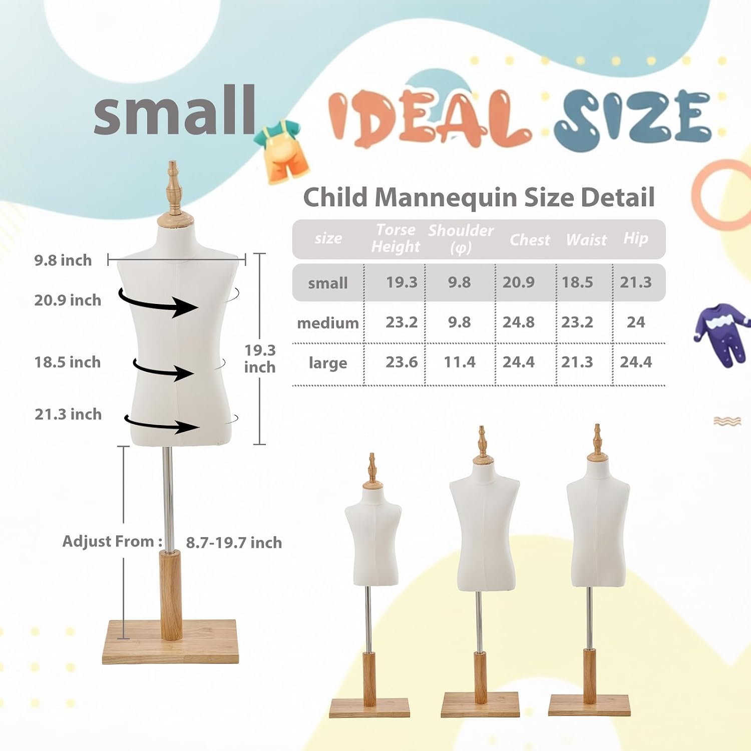 Child Mannequin, Adjustable Kids for Apparel Scarf Window Shop Display
