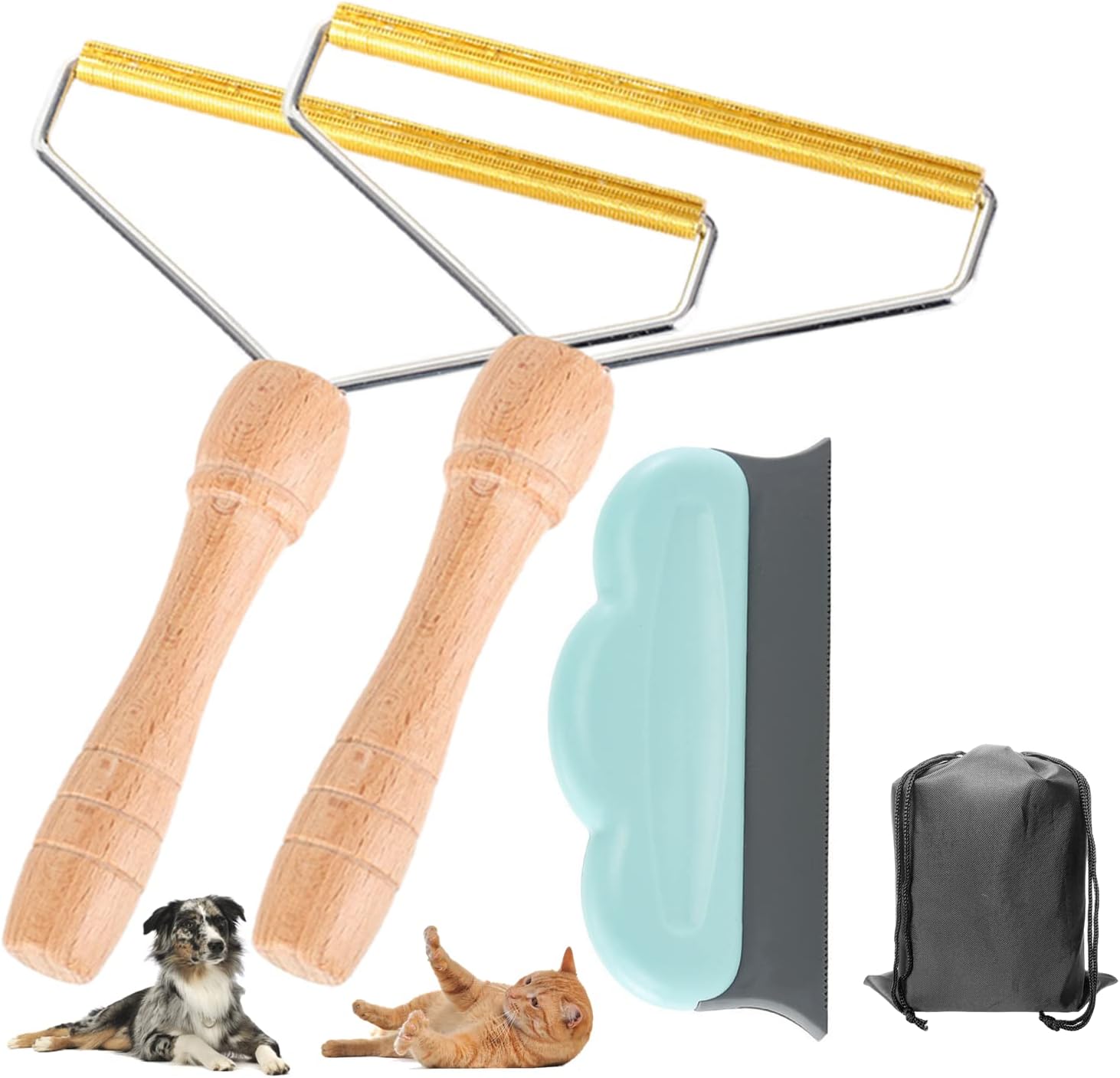 ABERIA Lint Remover/Pet Hair Remover Set | 2X Lint Brush + 1x Fine-Toothed Brush for Dust, Lint, and Pet Hair | Cat/Dog Hair Remover for Upholstery, Clothes, Carpets, Sofa, and Car Interiors