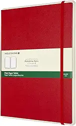 Moleskine Caderno inteligente de capa dura para tablet de papel, plano/branco, GG (19 cm x 24,8 cm), vermelho escarlate, compatível com caneta Moleskine + elipse (vendido separadamente) e aplicativo e