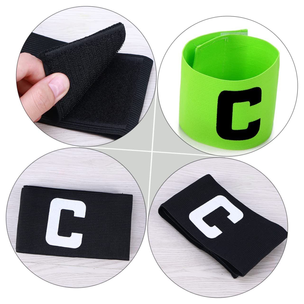 BELLIFFY 4pcs Football Arm Bands Reusable Captain Armbands for Soccer Professional Basketball Band Slip-Resistant Design