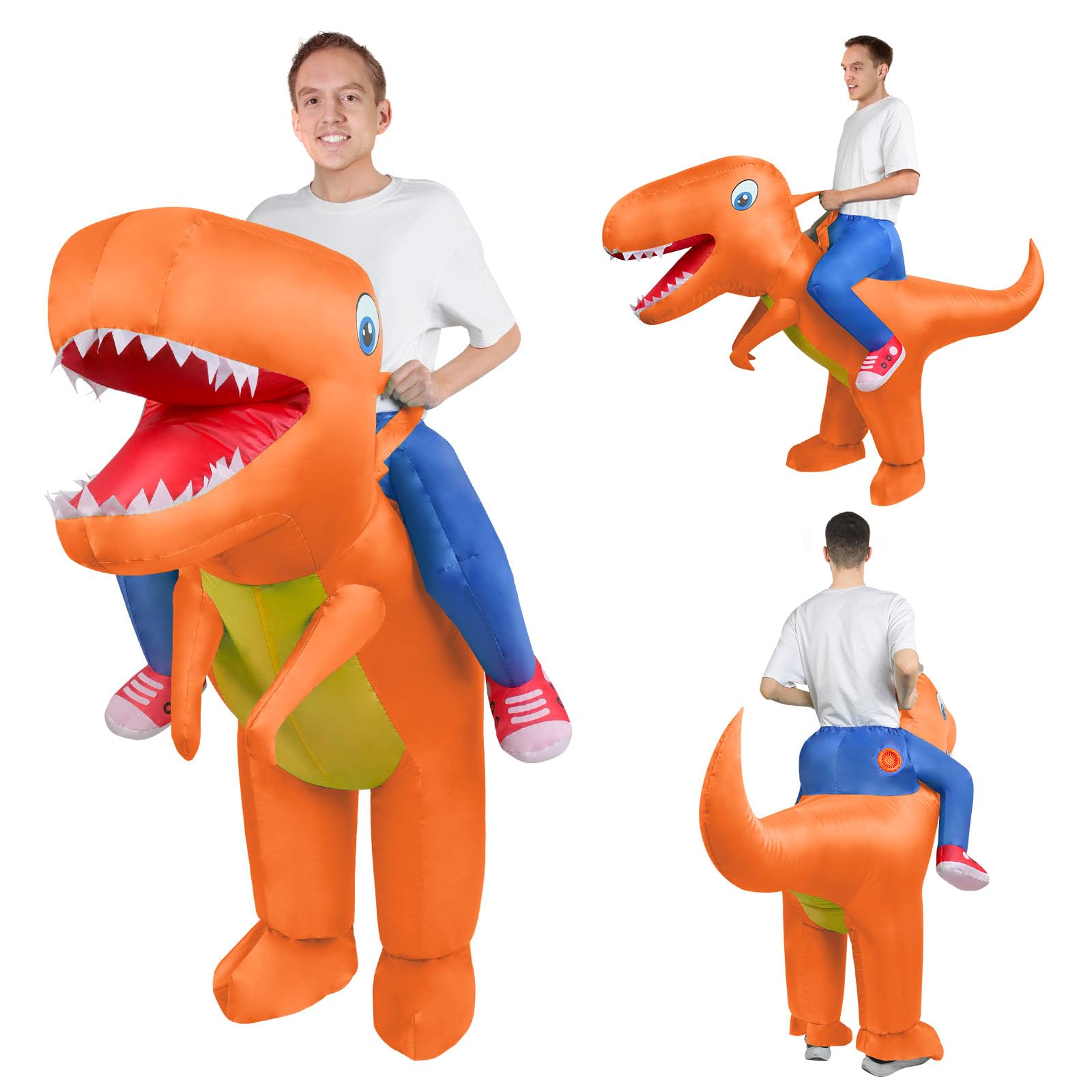 AOOWU Disfraz Hinchable de Dinosaurio Con Sistema Inflable, Resistente Para Halloween, Cosplay, Cumpleaños, Navidad, Carnaval, Fiesta, Mardi Gras